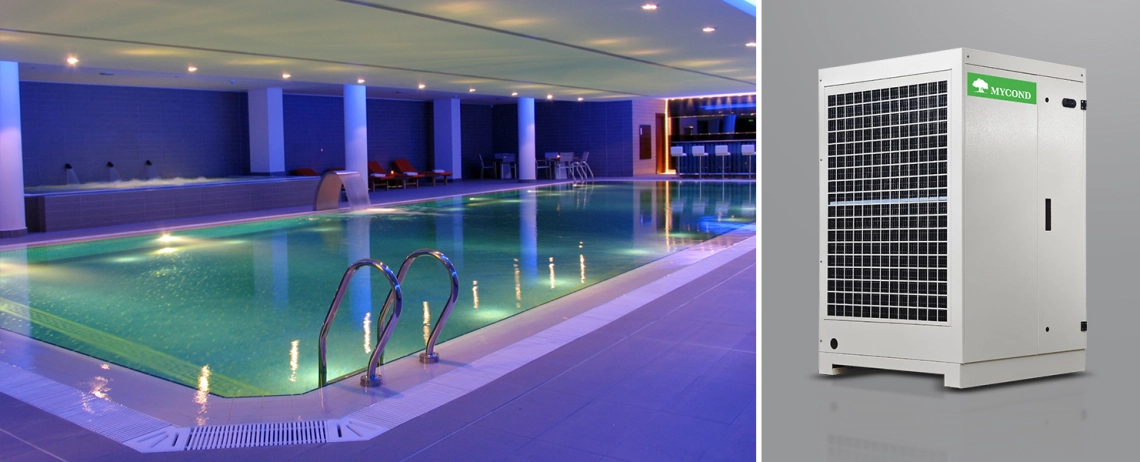Single flow ductable dehumidifier MSP series, ideal for indoor pools, dehumidifying and optionally heating aggressive environments.
