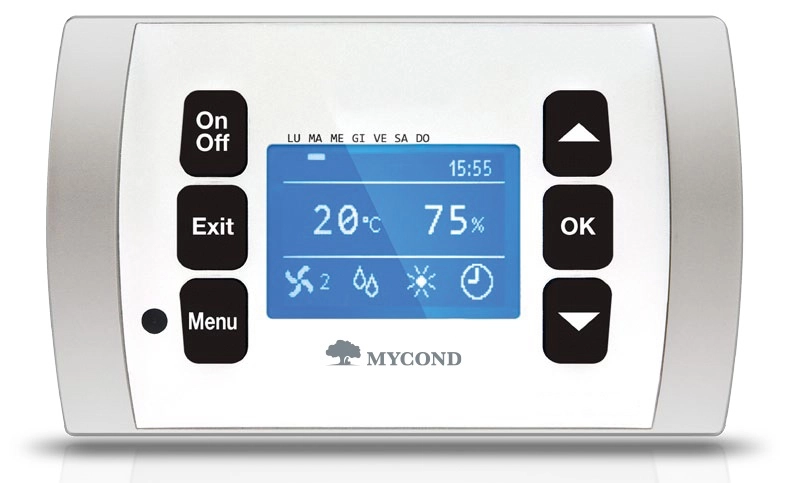 Advanced control unit for pool area dehumidifiers MDDS and MDCS.