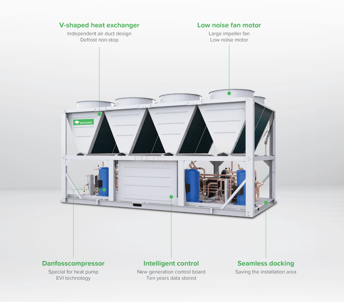 Technical specifications for the Air-Cooled Scroll Chiller YHE Series MCU-500YHE.