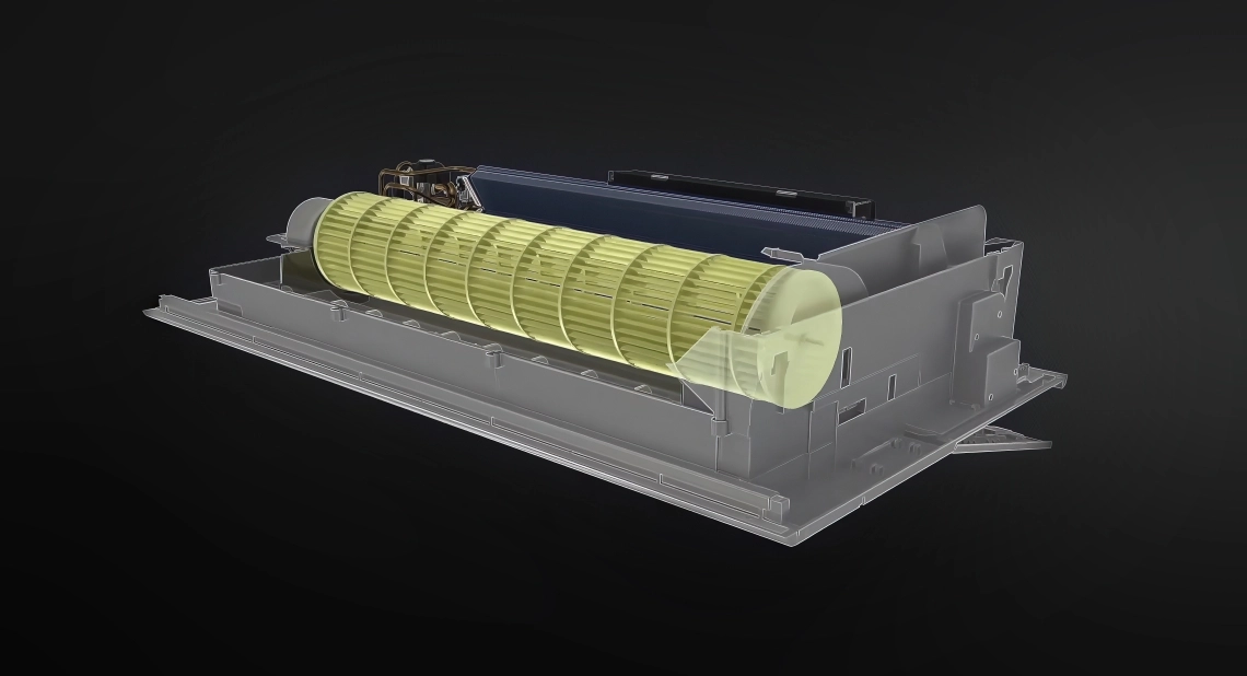 Compact cassette unit for efficient air conditioning.