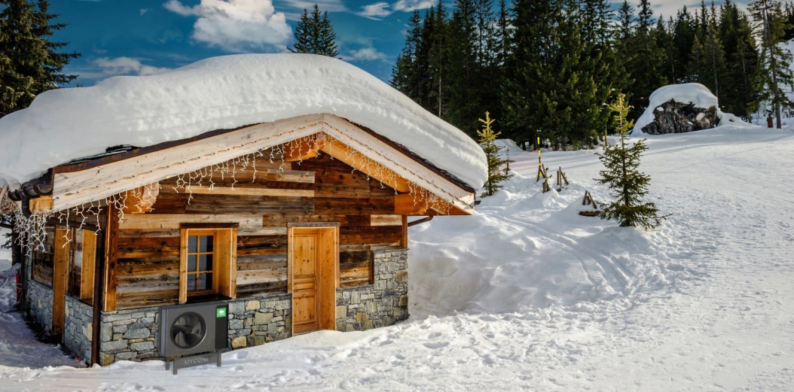 Compact monoblock air-to-water heat pump for efficient home heating.