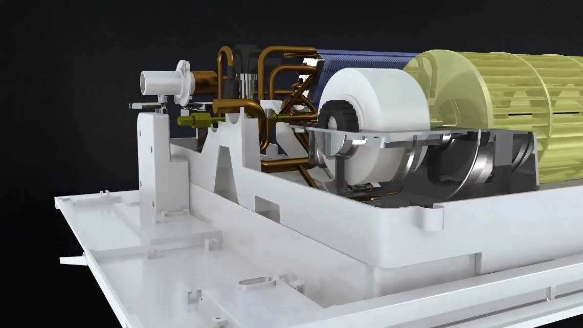 Compact 2-way cassette unit for efficient air distribution.