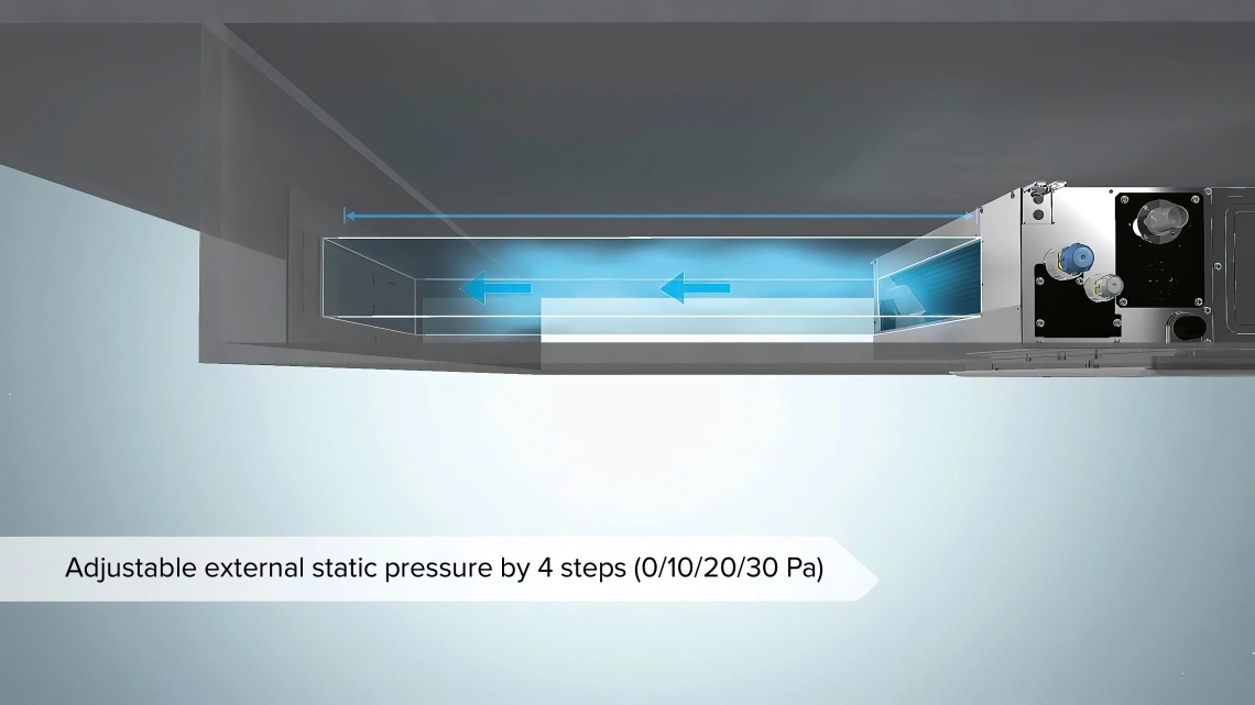 Slim duct system for efficient air distribution.