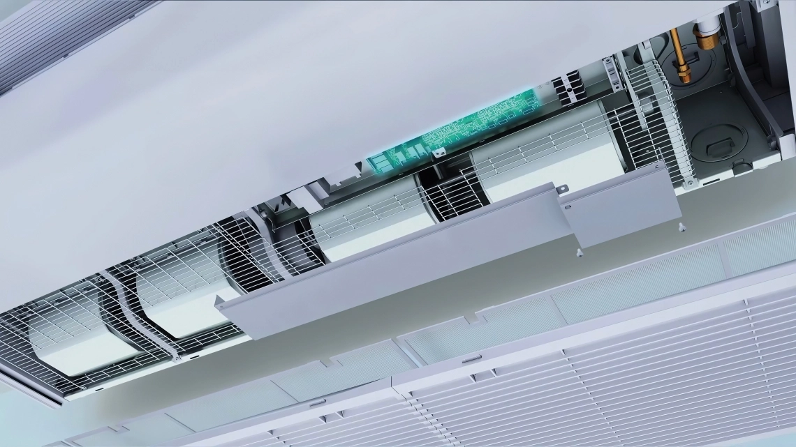 Energy-efficient convertible air conditioning unit in sleek design.