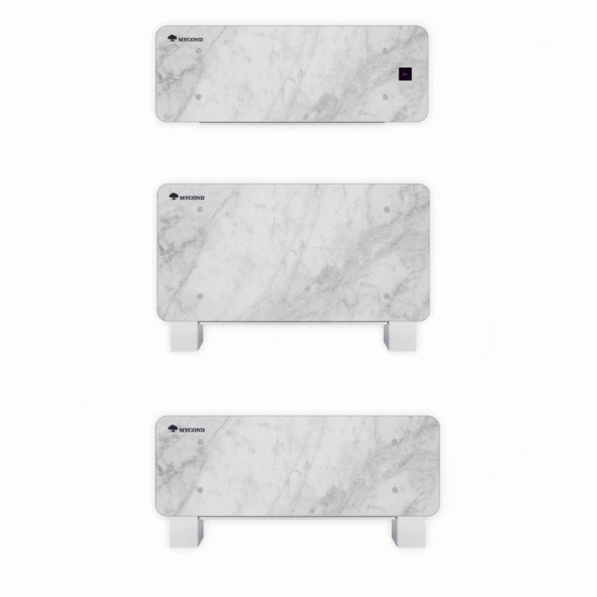 Stylish silver glass fan coil units designed for modern spaces.