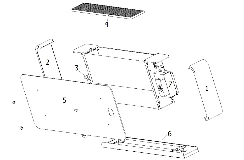 Ultra-thin designer fan coil unit with glass front panel for modern interiors.