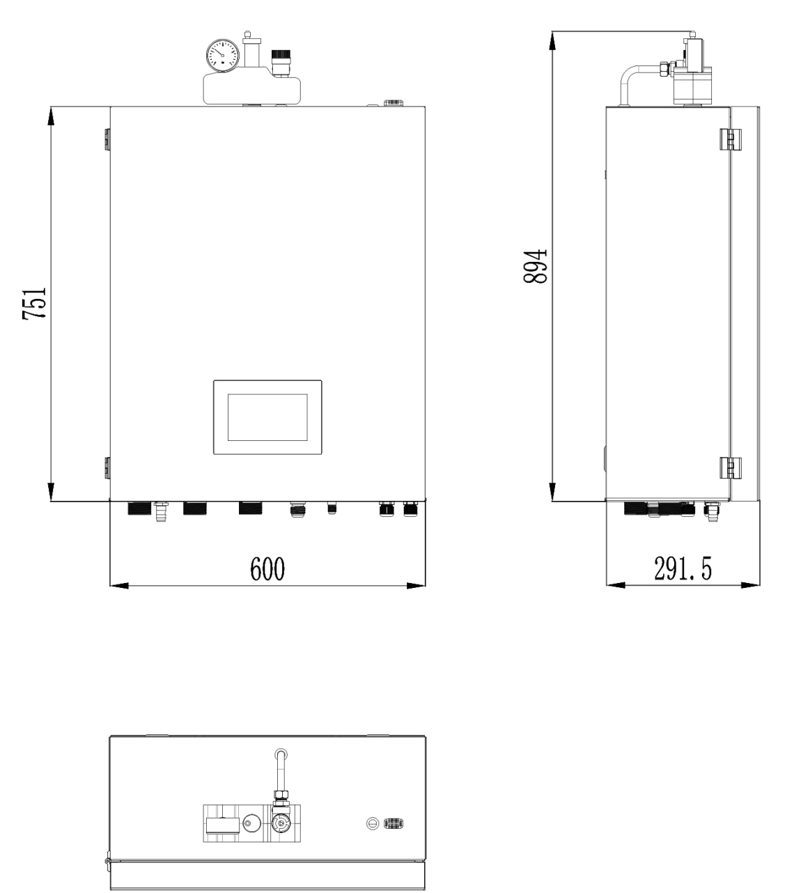 Appearance and dimensions of MHCS 050 NBS, MHCS 070 NBS indoor unit