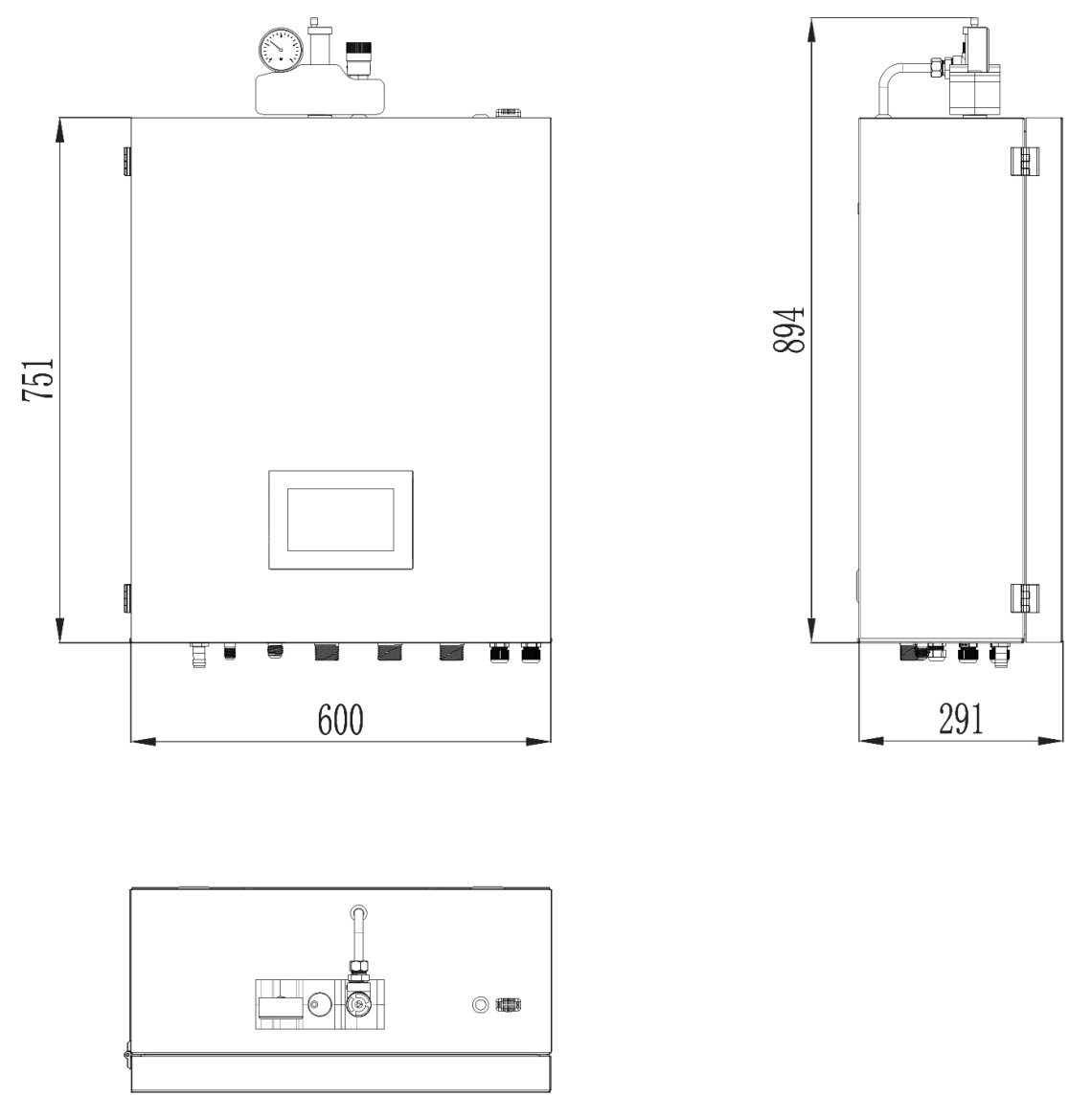 Indoor unit dimensions of BeeSmart split heat pump for heating and cooling.