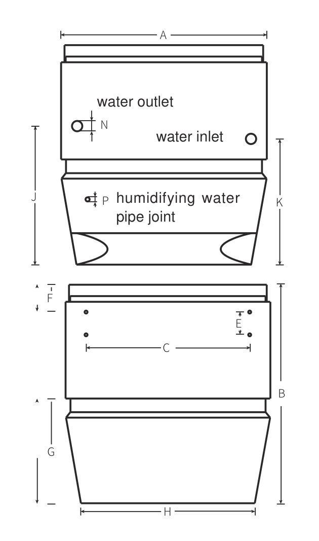 Dimensional drawing of the Mycond OXA-HD unit with callouts