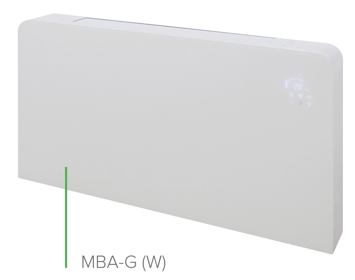 Diagram illustrating energy efficiency of MBA-G pool dehumidifiers.