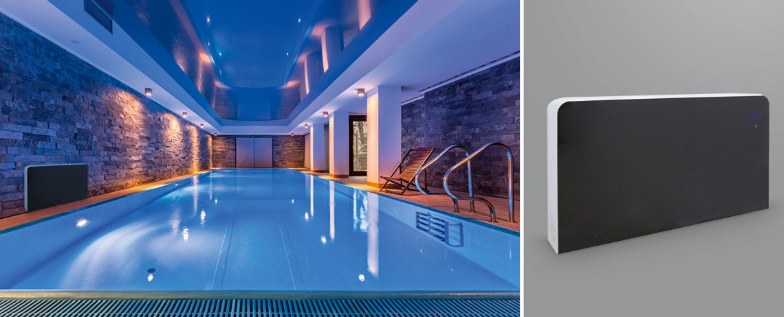 Compact design pool dehumidifier suitable for indoor climate control.
