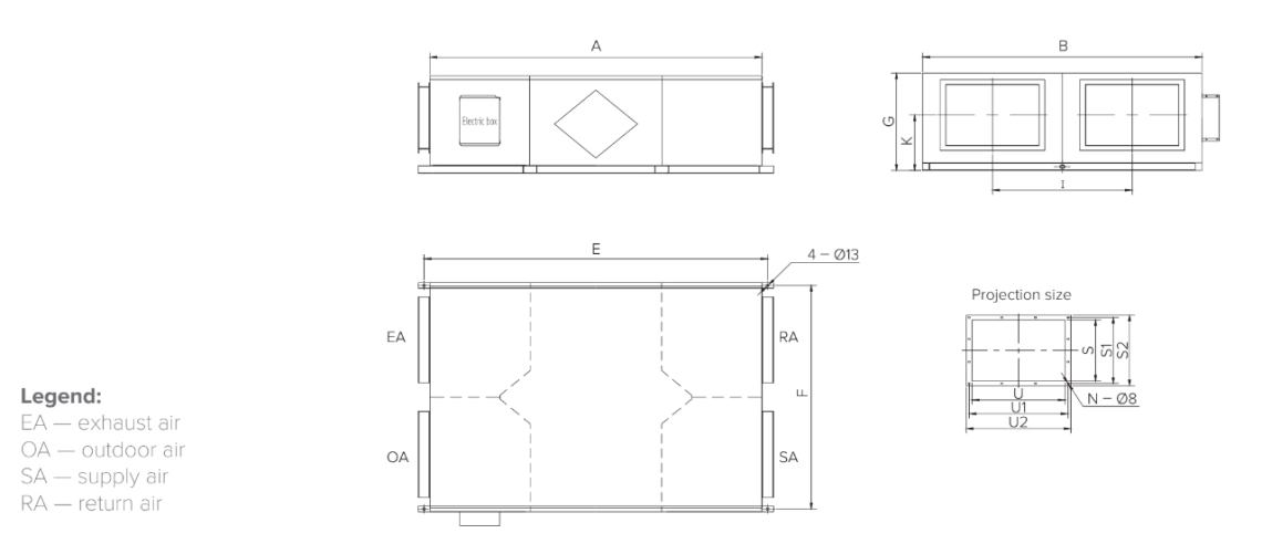 Fresh air supply and heat recovery unit MV***I-W series for energy-efficient ventilation.