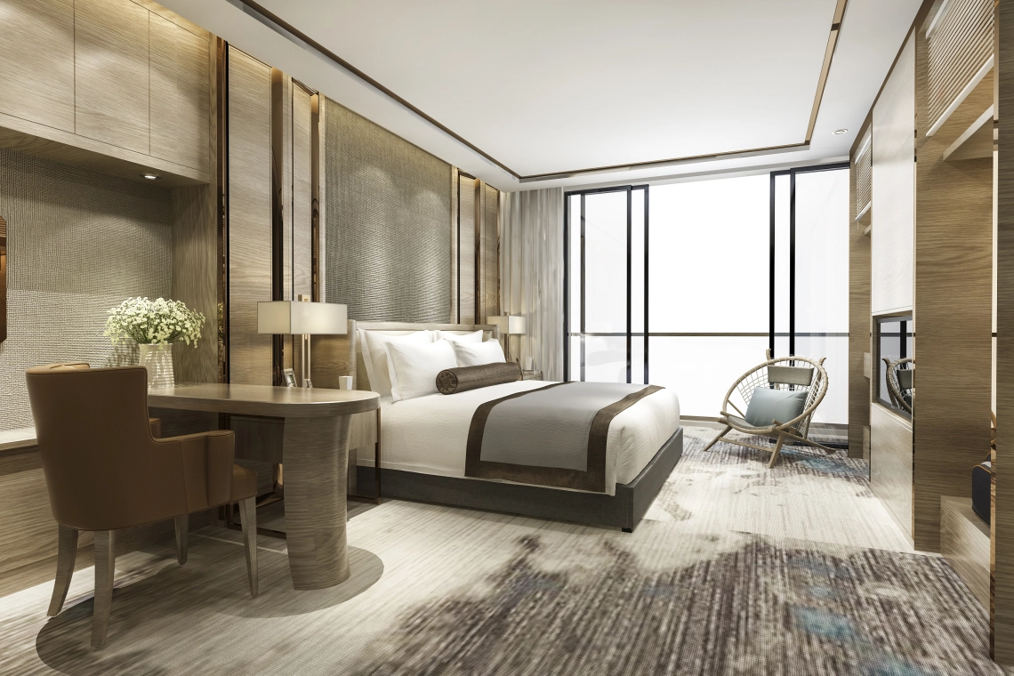 MCFDS fan coil unit in a bedroom setting enhances air distribution.