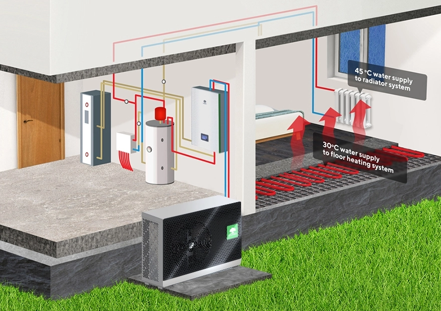 Modern split heat pumps for efficient air conditioning.