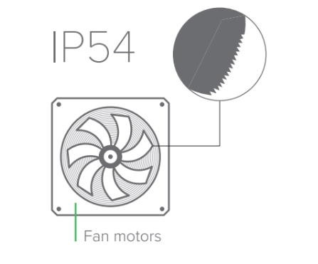 Metal fan blades with saw-shaped edges for increased airflow and low noise.