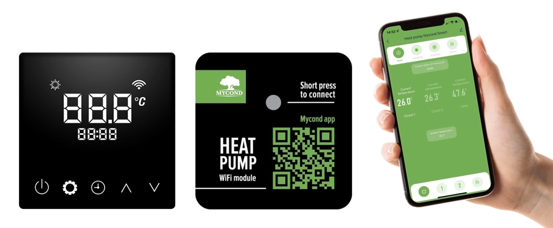 Illustration of water connection for the MBasic monoblock heat pumps series.