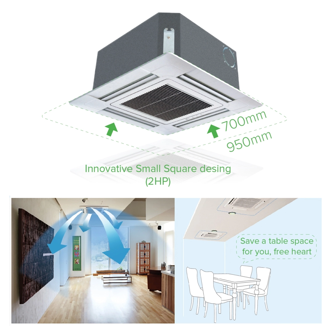 MyCond 4-way cassette (840*840) compact dimensions innovative design and uniform air distribution