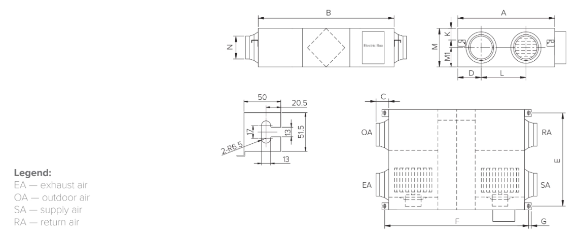 Energy recovery ventilator from Mycond MVS-DW series with DC motors for efficiency and quiet operation.