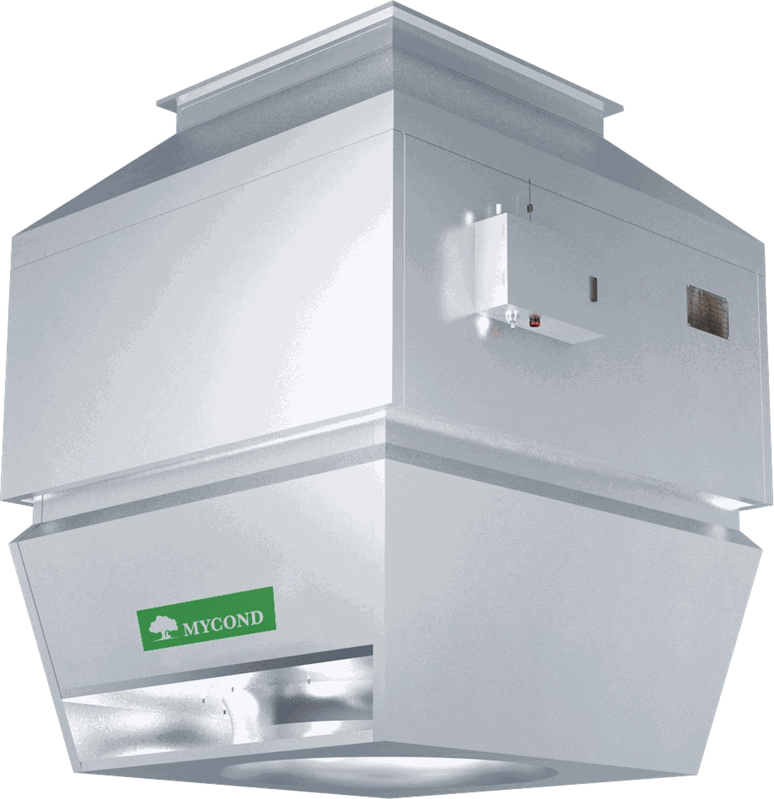 Mycond OXA-FD unit with water coil and fresh air mixing section