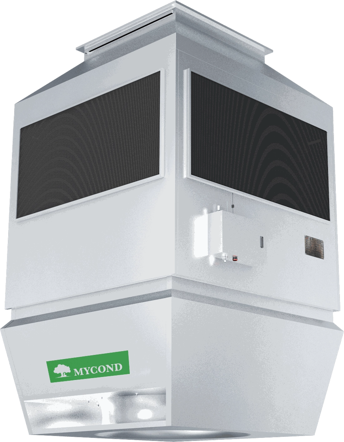 Mycond OXA-FK unit with fresh air damper, water coil and lowerable service section