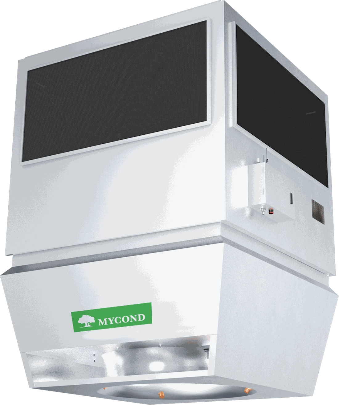Mycond OXA-HK unit with water coil, humidification nozzles and condensate drain
