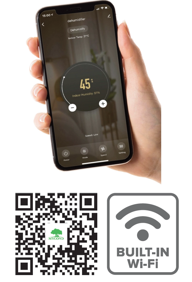Roomer Smart 25 dehumidifier for residential use with 25L/day capacity and Wi-Fi control.