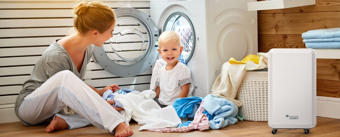 A mother and son enjoy a comfortable indoor climate.