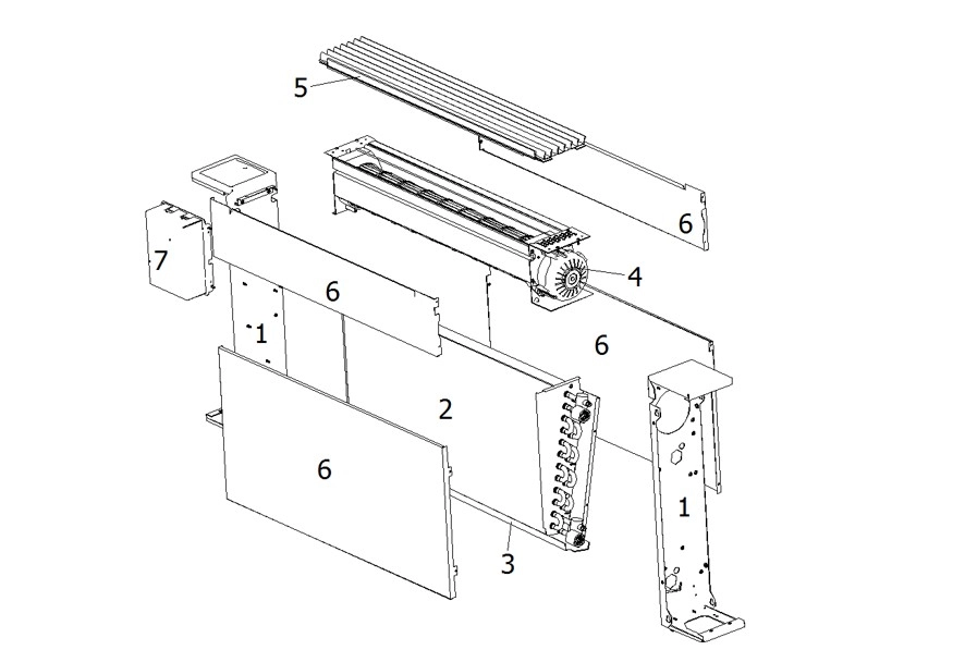 Ultra-thin fan coil unit with modern features.