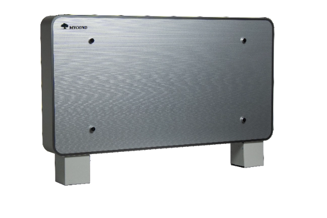 A sleek and modern floor-standing fan coil unit from the Silver Glass series.