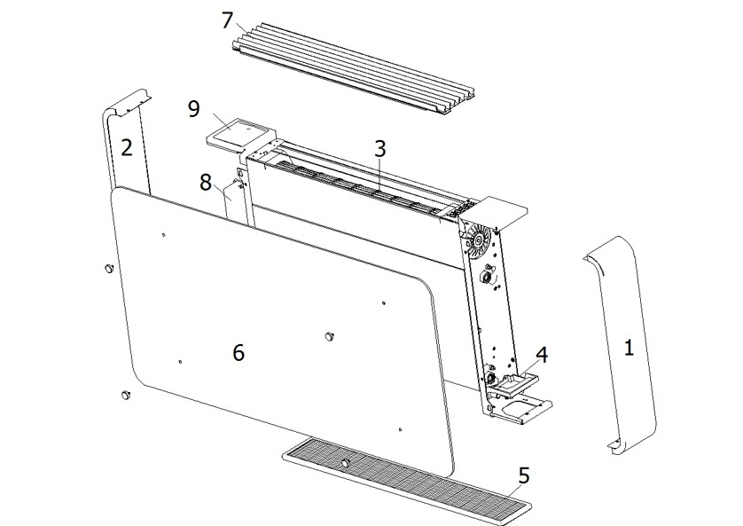 Stylish ultra-thin floor-standing fan coil unit.