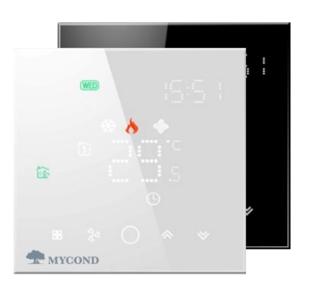 Control panel of the Mycond Block thermostat for fan coil systems.