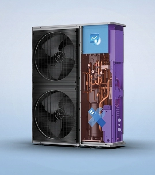 Mycond Aquaterra series heat pump with optimized internal layout for easy installation and maintenance