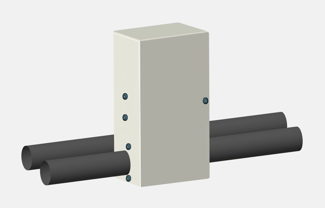 Wall-mounted unit with an external electronic expansion valve system.