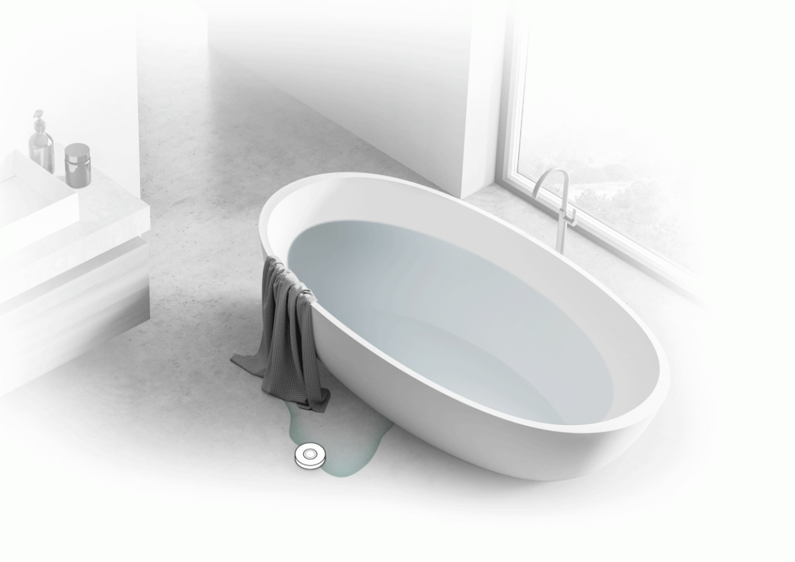 Zigbee water leak sensor detecting a water spill.