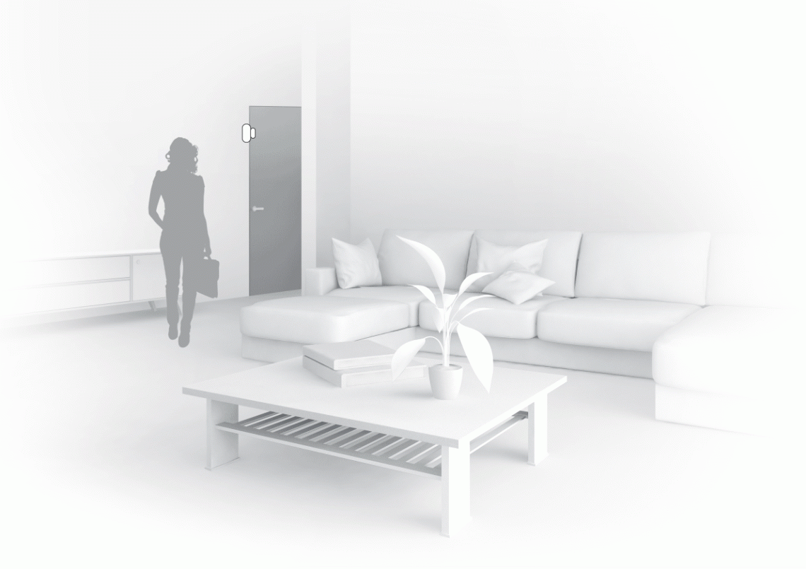 Zigbee door sensor monitoring home security.