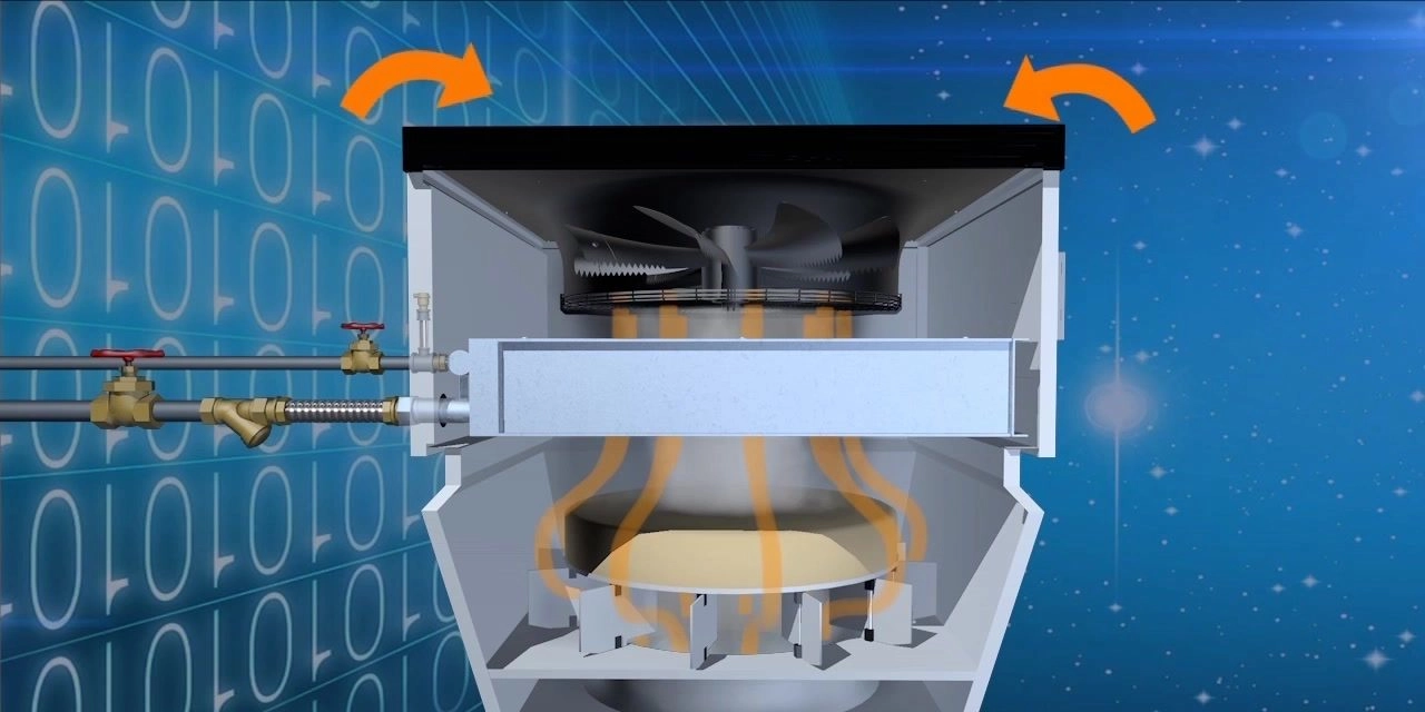 Swirl air diffuser of the Mycond OXA unit with stepless supply angle
