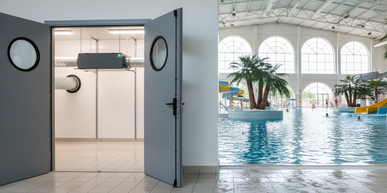 Duct dehumidifier for pools, equipment corrosion protection Mycond MSHAC