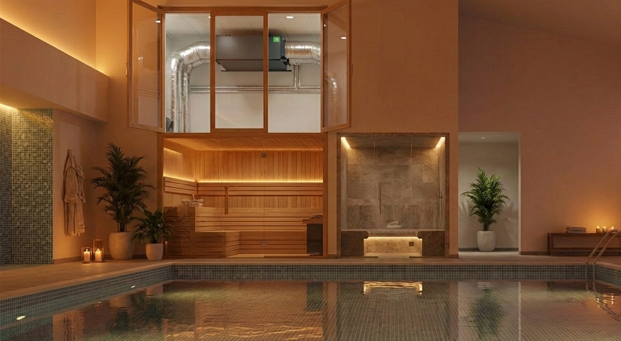 Ducted dehumidifier for swimming pools energy-saving technologies Mycond MSHAC